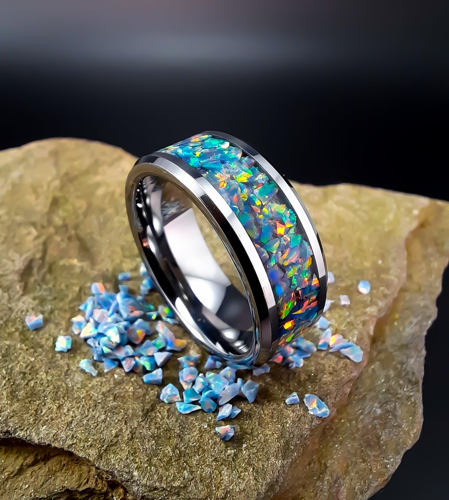 Mosaic Opal Rings