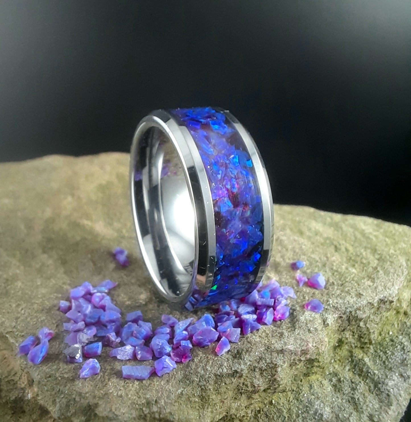 Mosaic Lavender Opal Tungsten Ring